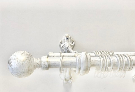 Карниз кованый для штор консольный "Шар" d 20/16 двухрядный, цвет белое золото