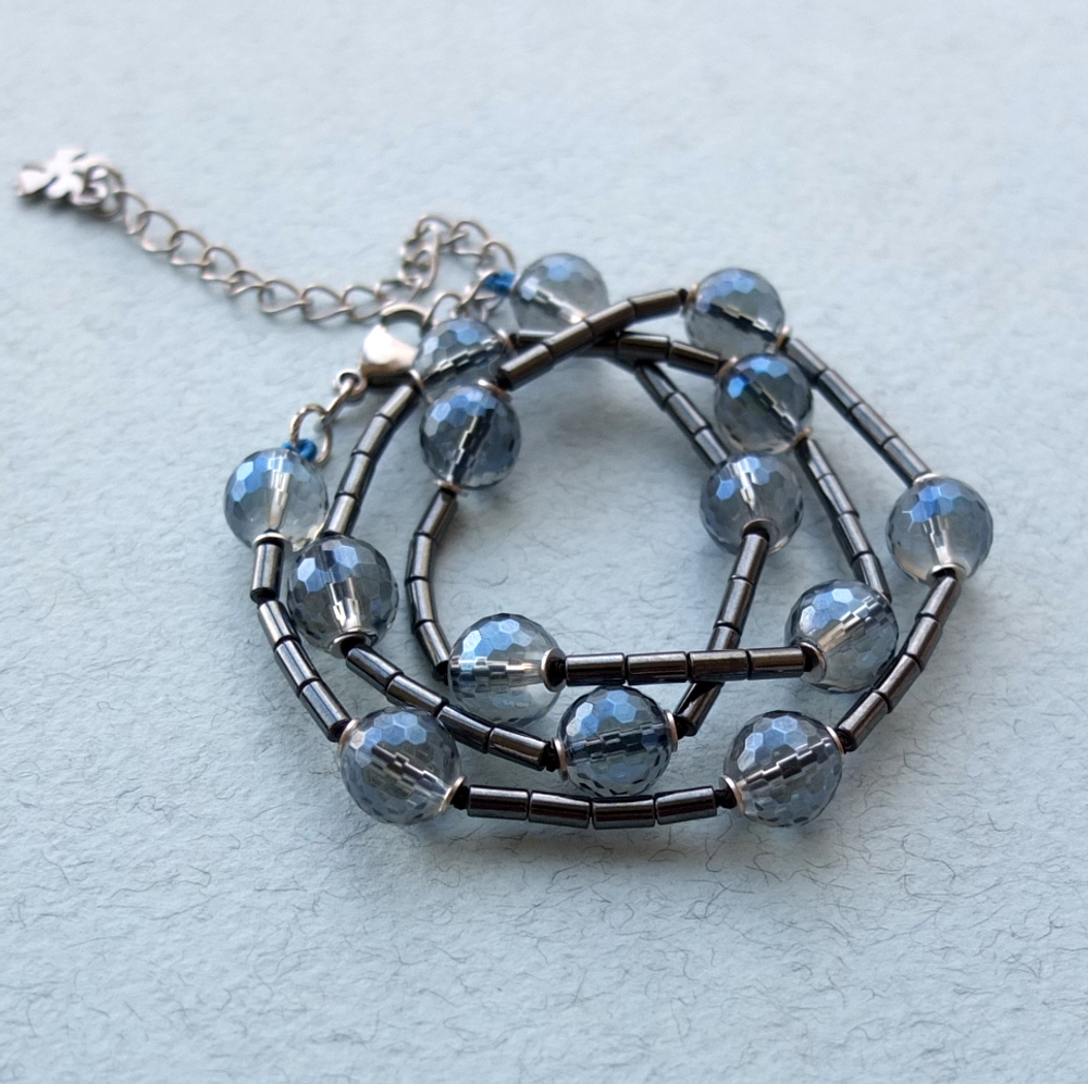 Бусы Вечер, короткие, чокер, граненый кварц