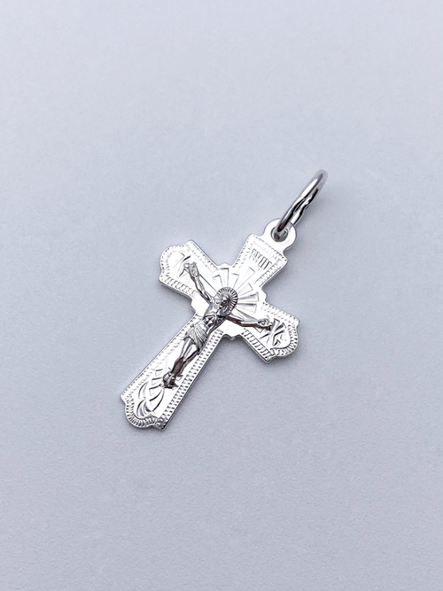 Крест из серебра/Без покрытия/С подвижным ухом/С алмазной огранкой