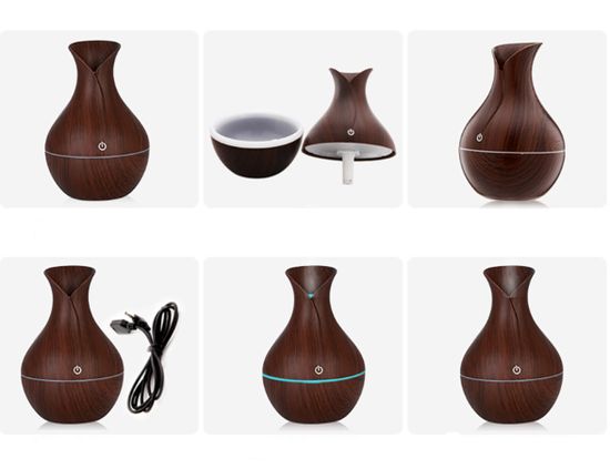 Увлажнитель-ароматизатор воздуха, темное дерево, 130 мл, USB, распылитель эфирного масла, ультразвуковой увлажнитель, распылитель для ароматерапии со светодиодом