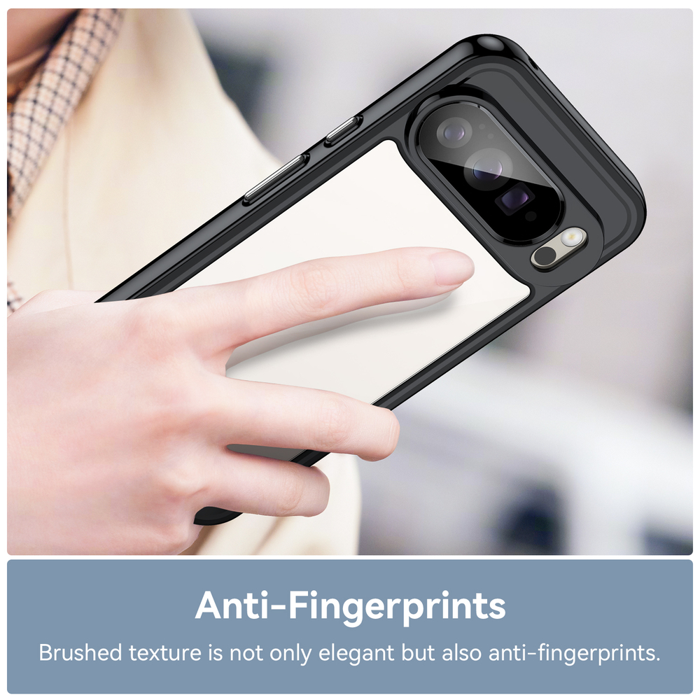 Прозрачный чехол для Google Pixel 10 Pro XL, мягкие усиленные рамки черного цвета