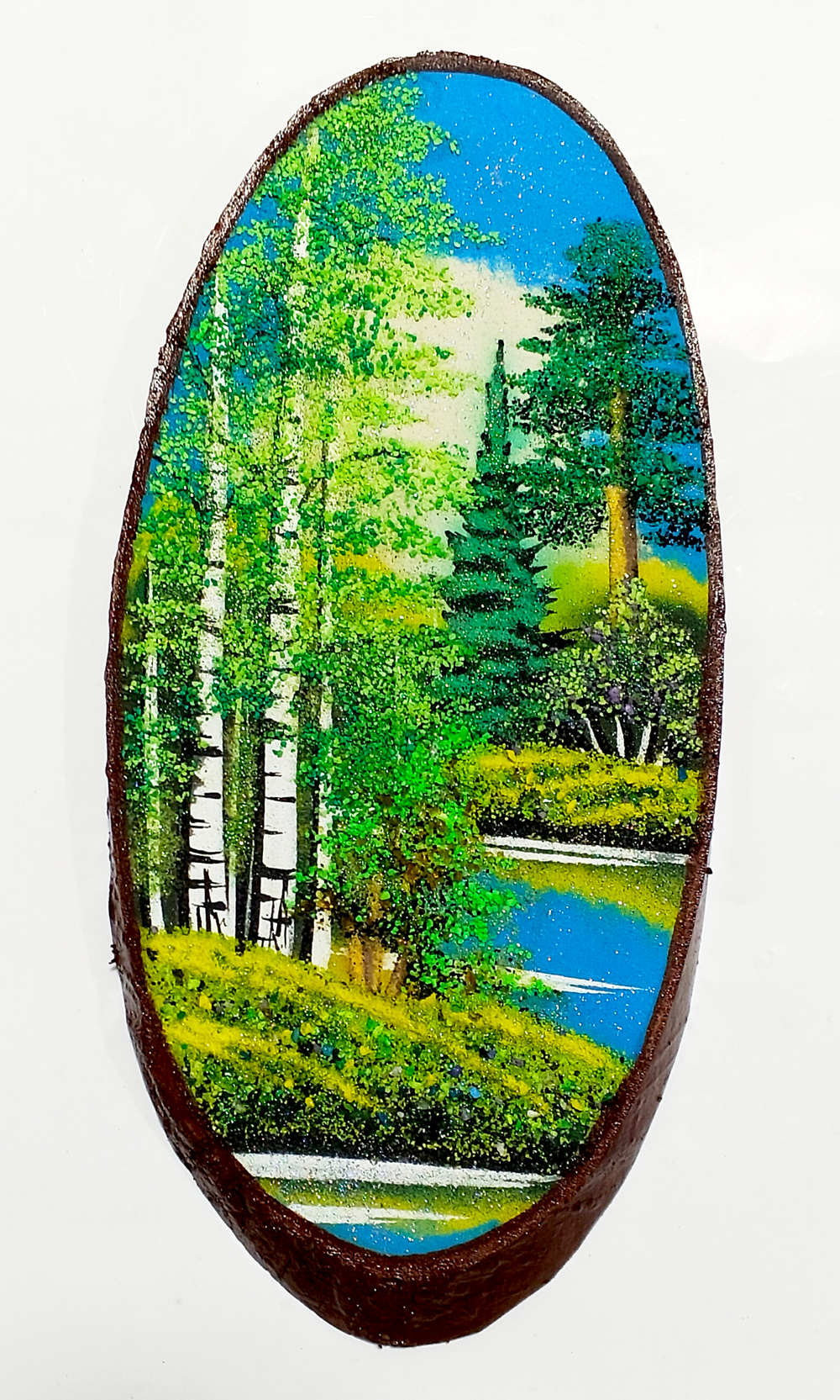 Панно на срезе дерева " времена года " 36см