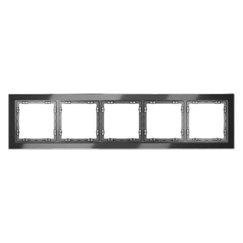 Рамка стеклянная VOLTUM S70 на 5 постов, (графит, стекло)