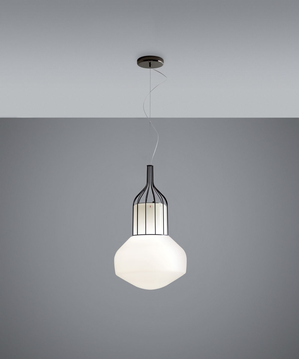 Pendant design lamp  AEROSTAT mini by Fabbian (Black)