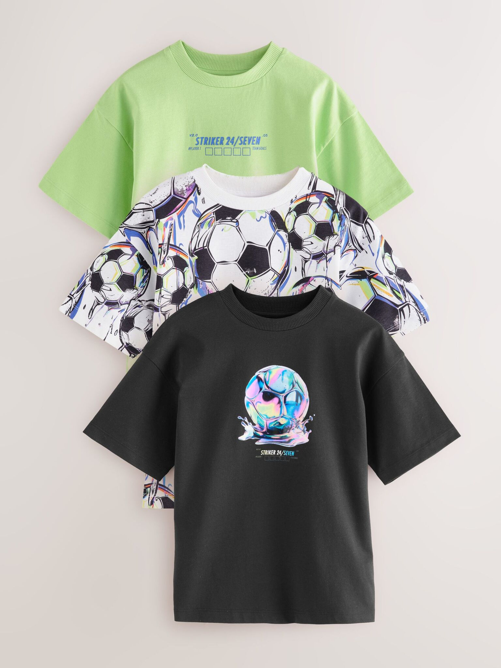 Футболка для мальчика Next AG3-083, 3 шт., Салатовый, Белый, Черный