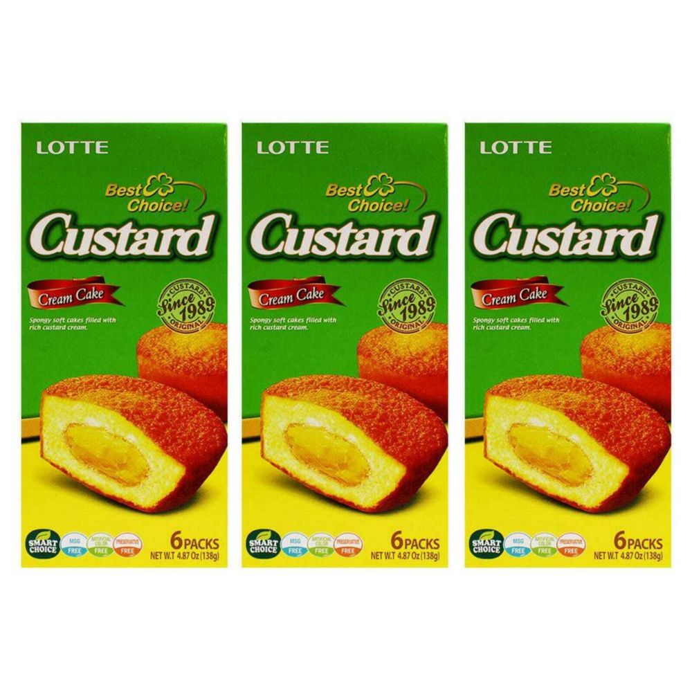 Кекс Lotte Custard с заварным кремом 138 г, 3 шт