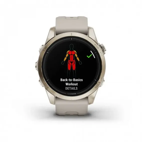 Garmin epix Pro (Gen 2) Sapphire Edition 42 мм, золотистый корпус со светло-песочным ремешком