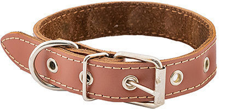 HOMEPET Ошейник для собак 35 мм кожаный, коричневый, 49-61 см