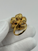 Кольцо Цветок с синим кристаллом