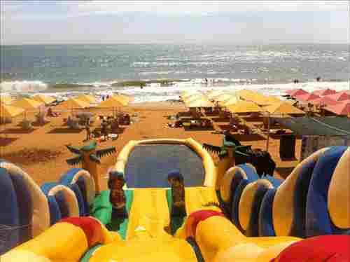 Надувная водная горка с бассейном «Карибы», 21*7*10 м