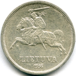 5 лит 1936 Литва (Йонас Басанавичюс) VF Серебро