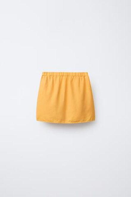 ZARA ЮБКА-ШОРТЫ ИЗ СМЕСОВОГО ЛЬНА С ЗАПÁХОМ, ГОРЧИЧНЫЙ