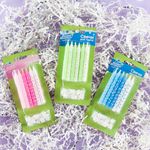 Свечи Звездочки, Голубой микс, 0,77*8 см, 12 шт. с держат.