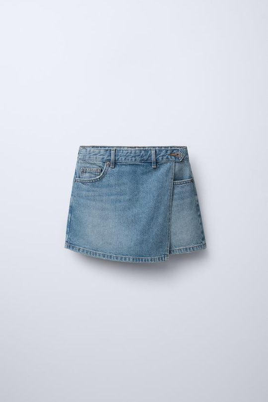 ZARA ДЖИНСОВАЯ ЮБКА-ШОРТЫ, СИНИЙ