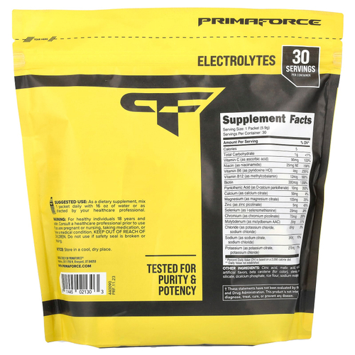 Primaforce, Electrolytes, улучшенный комплекс для увлажнения, персик и манго, 30 пакетиков по 5,9 г (0,21 унции)