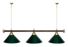 Лампа STARTBILLIARDS 3 пл. (плафоны красные,штанга золотая,фурнитура золото)