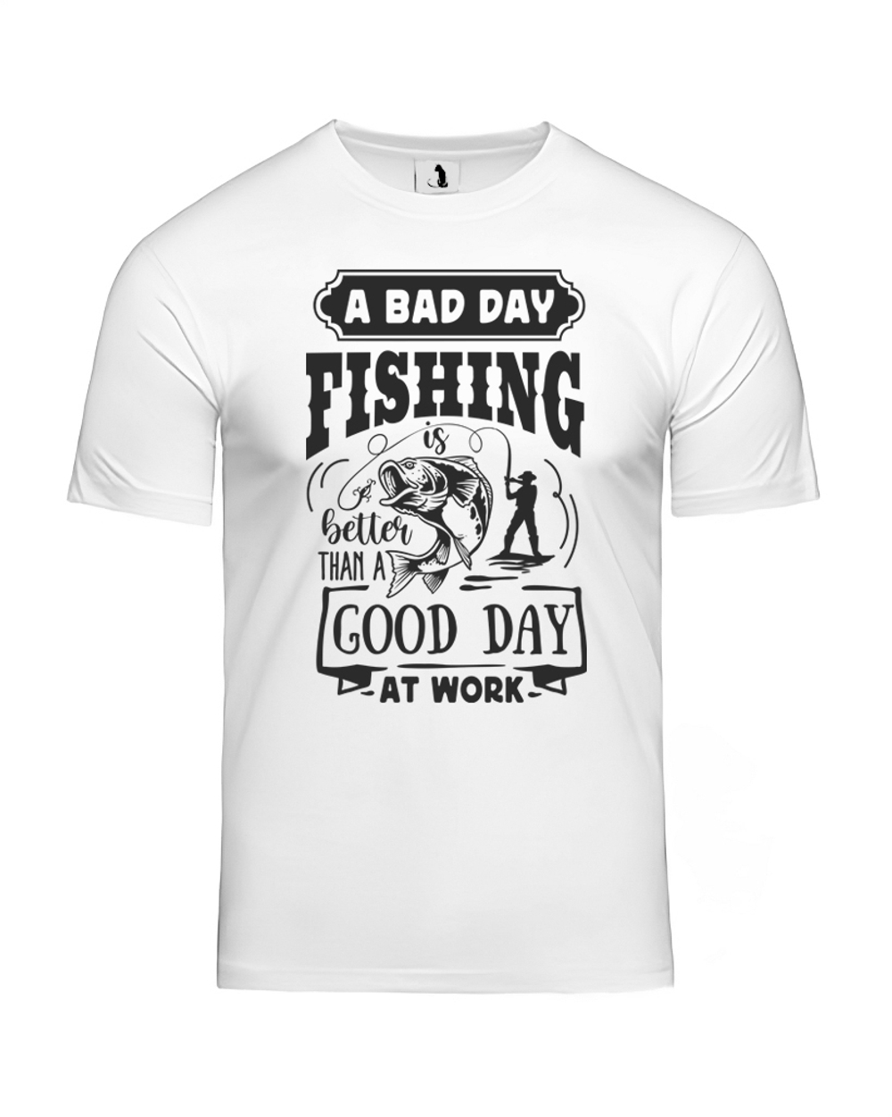 Футболка A bad day fishing прямая белая с черным рисунком