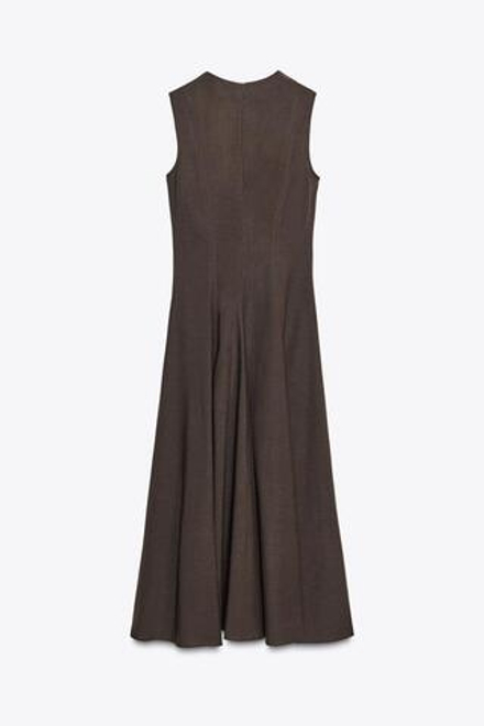 ZARA ПЛАТЬЕ МИДИ В ГОРОШЕК — ZW COLLECTION, КОРИЧНЕВЫЙ