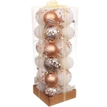 Набор шаров «Snow shine» 7 см + 5 см (24 предмета), Шампань/Белый