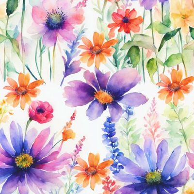 Паттерн акварельные цветы