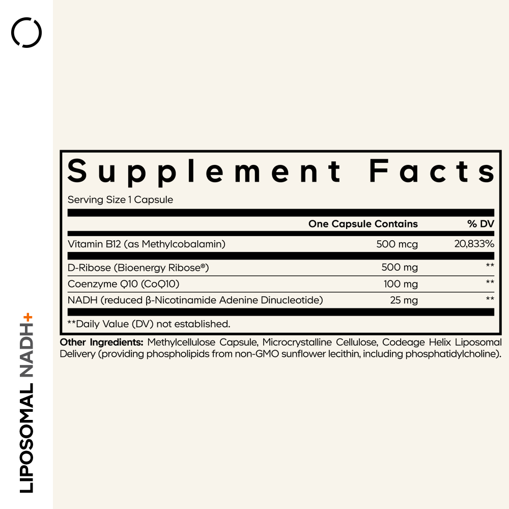 Codeage, Sport, Liposomal NADH+, липосомальный НАД, 60 растительных капсул