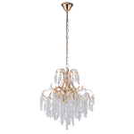 Подвесной светильник 5х40Вт E14, металл/хрусталь, золото/прозрачный