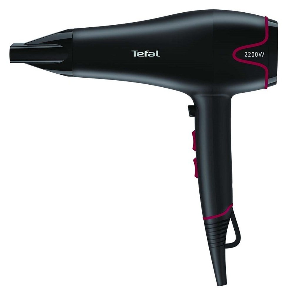 Фен Tefal HV5700D8, чёрный/розовый