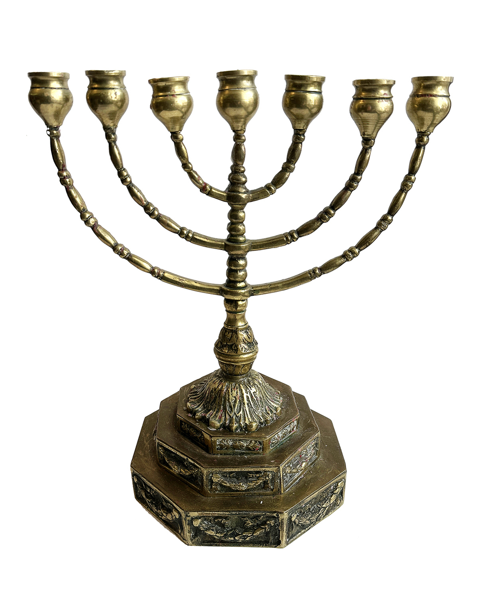 Иудаика. Минора. (Семисвечник). Латунь. ХХ в. Размер 36х31.5х21 см. Латунь, литье, монтировка