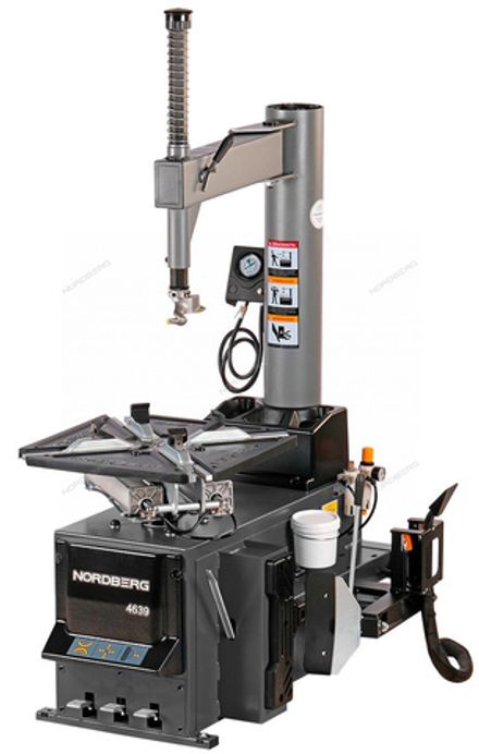 Цена на NORDBERG (4639G 380) Станок шиномонтажный полуавтомат, двухскоростной, стол с накладками, взрывная накачка, 380 В, серый