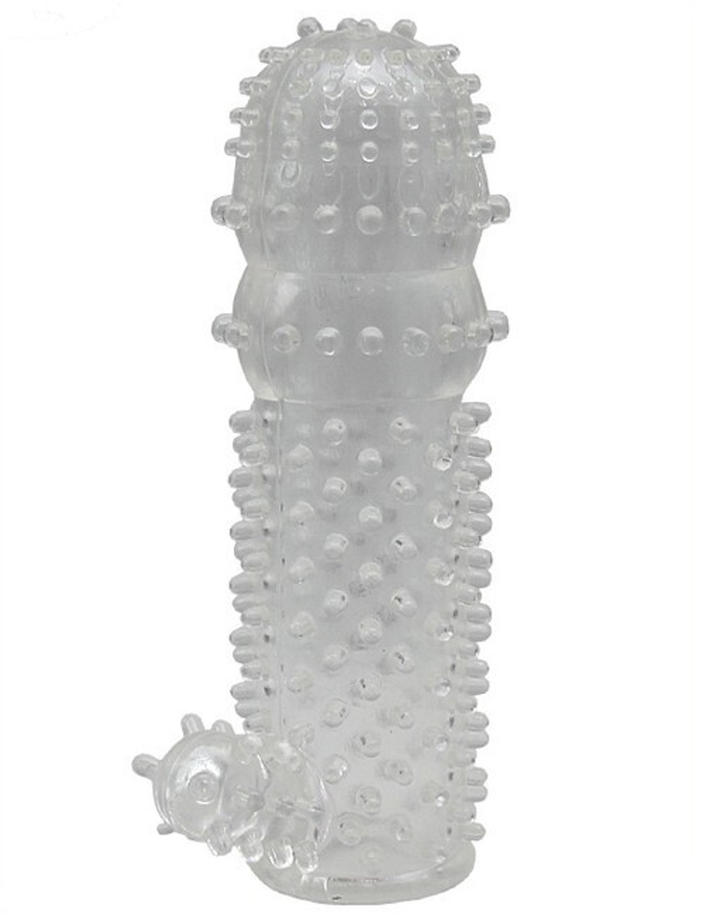 Рифленая насадка с дополнительной клиторальной стимуляцией (прозрачный) (Цвет: прозрачный)