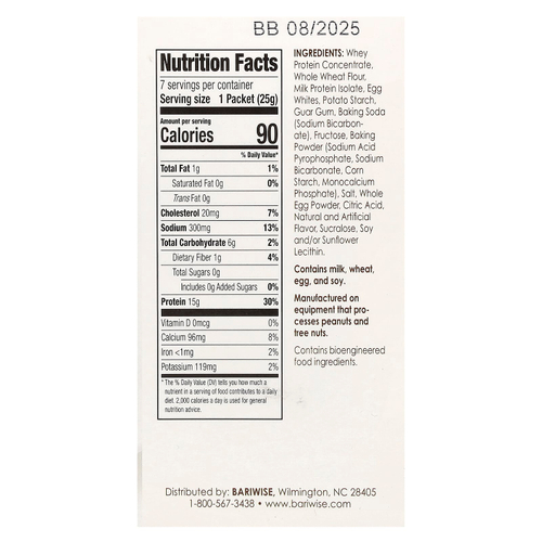 BariWise, протеиновая смесь для выпекания блинов и вафель, Golden Delicious, 7 пакетиков по 25 г (0,88 унции)