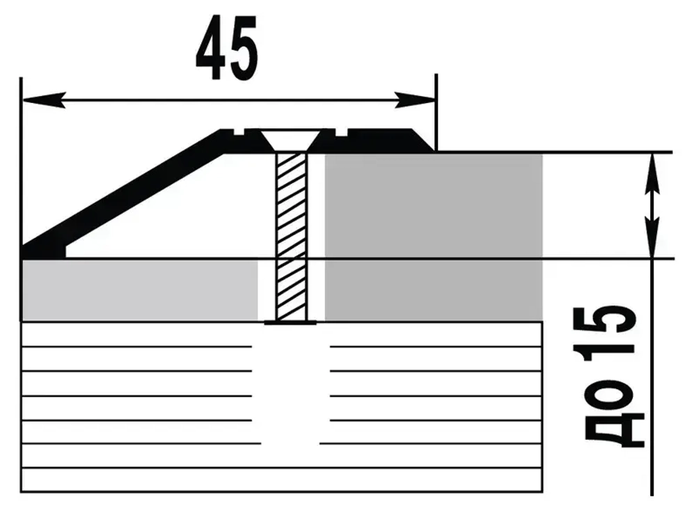 Порог 20х28 мм L 1 м (с перепадом до 15 мм), Бронза