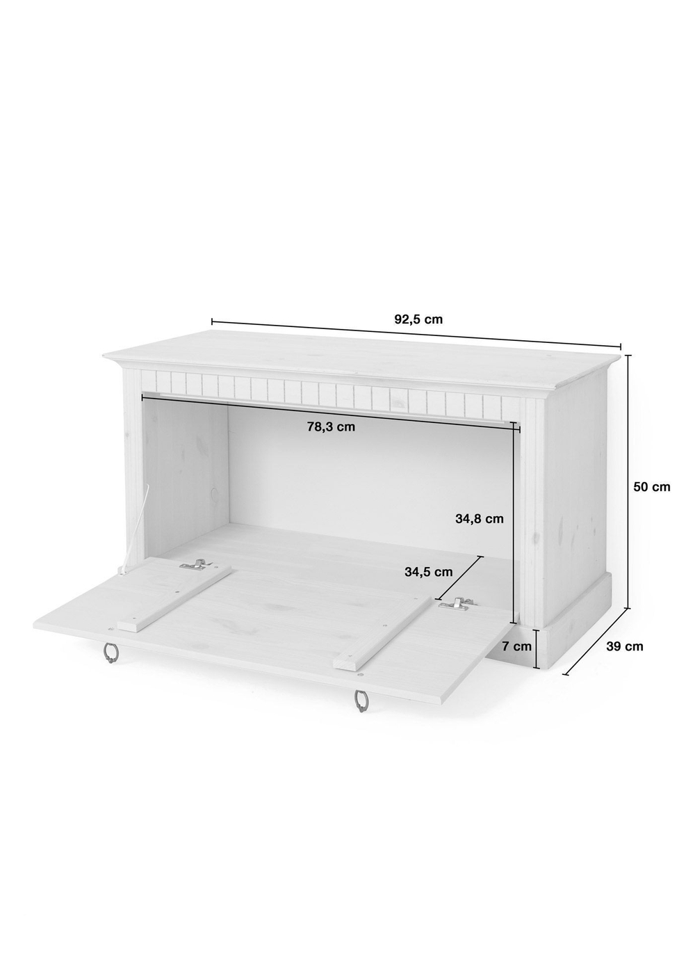 Скамья в прихожую Неаполь 93х50х39 см из массива сосны, деревянная обувница, белый воск