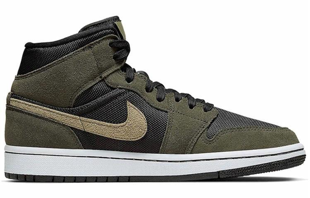 Кроссовки Jordan Air Jordan 1 Mid Olive Green (Женская размерная сетка)
