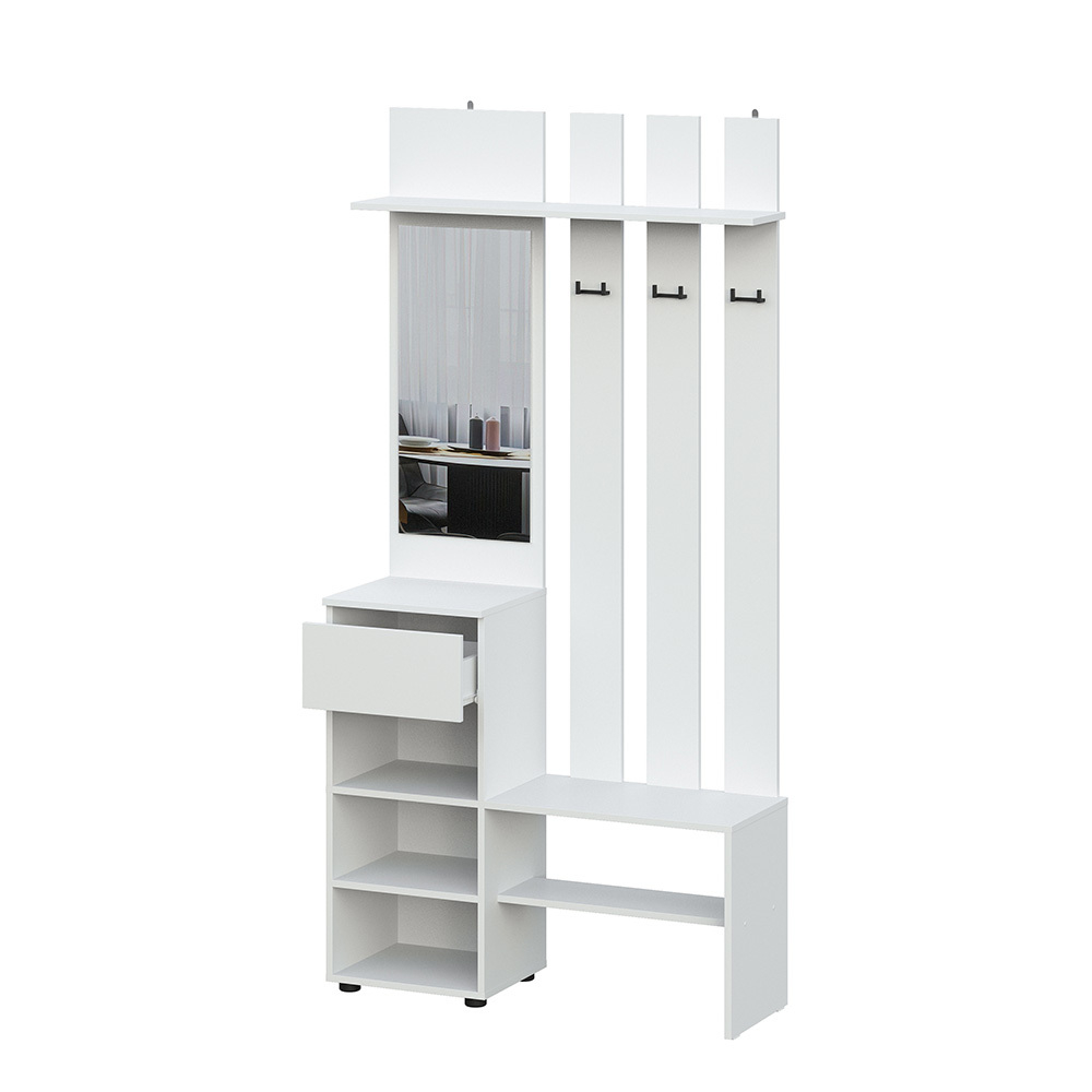 Вешалка с зеркалом Денвер, Белый