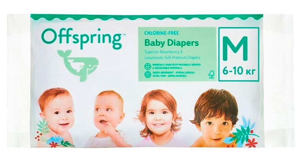 Подгузники Offspring Travel pack М (6-10 кг) 3 шт