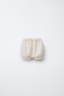 ZARA ТРИКОТАЖНЫЕ ШОРТЫ, ЭКРЮ