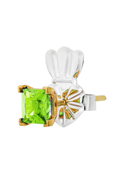 Серьги из серебра со вставками из зелёных фианитов