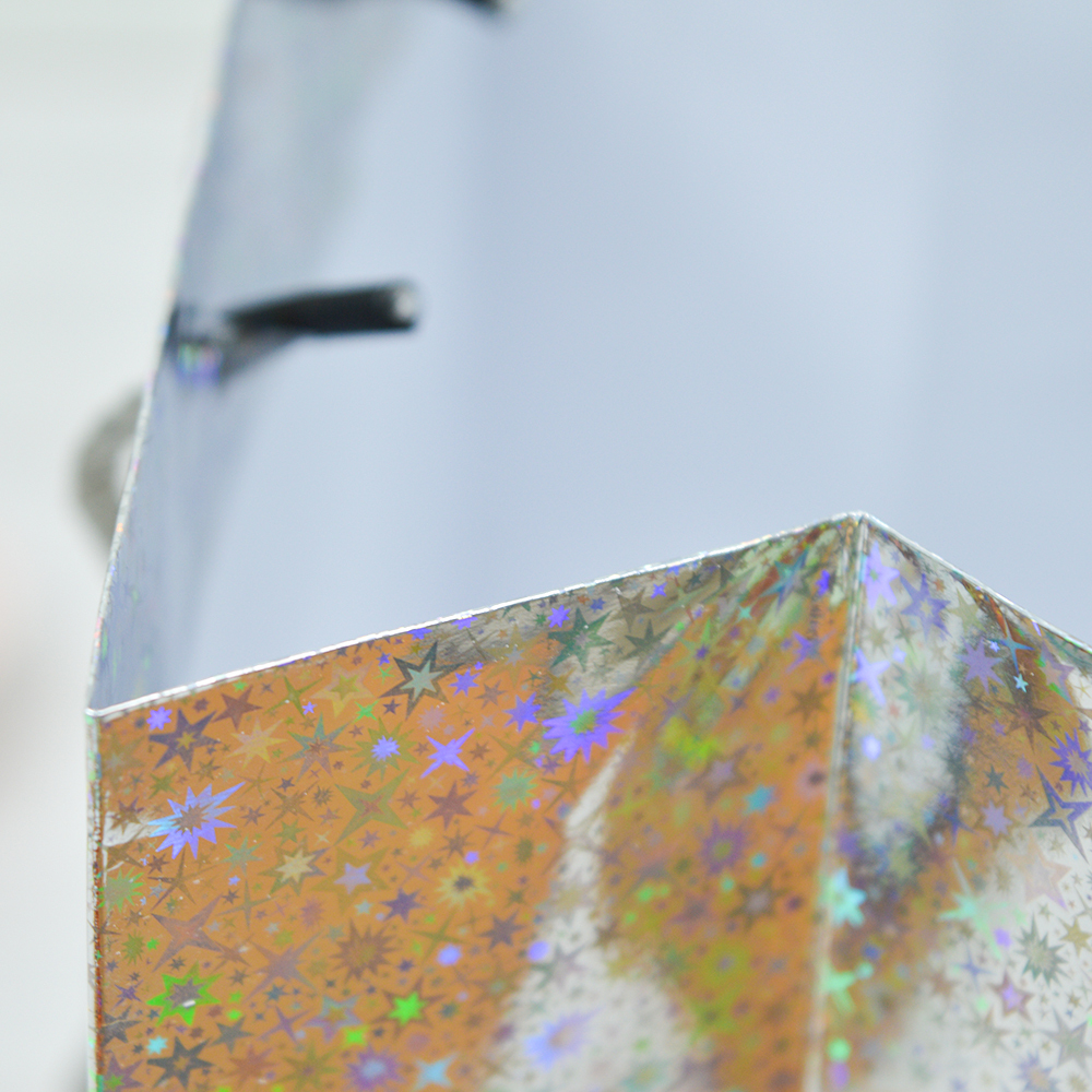 Пакет бумажный 18*23+10см с ручками Голография микс MG213-214