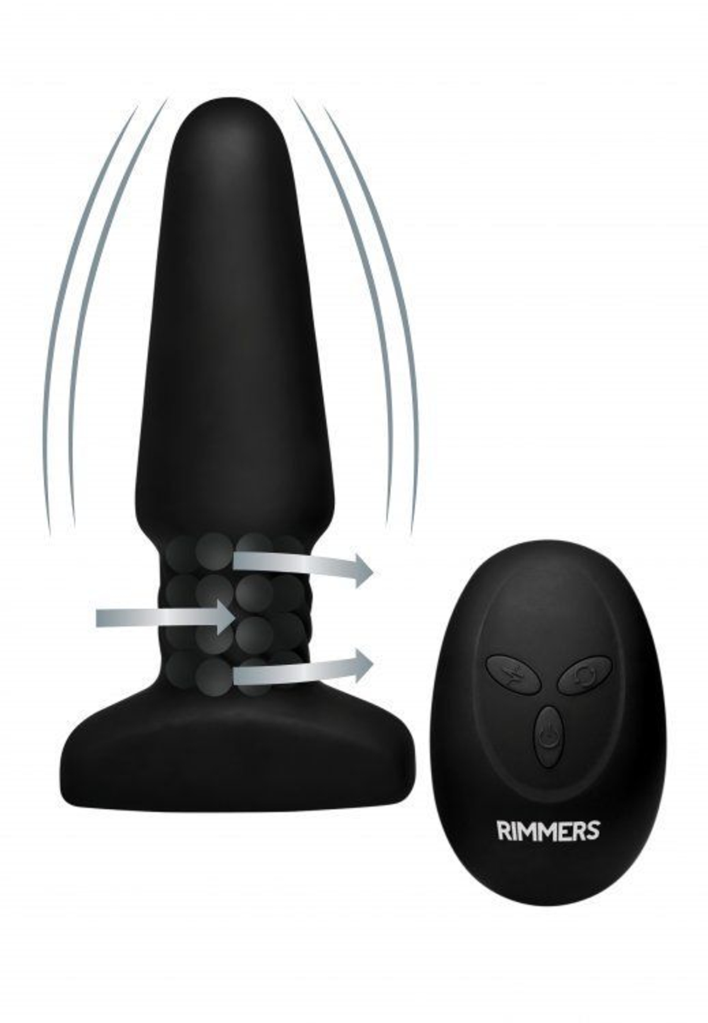 Черная анальная пробка Slim R Smooth Rimming Plug with Remote - 14 см.