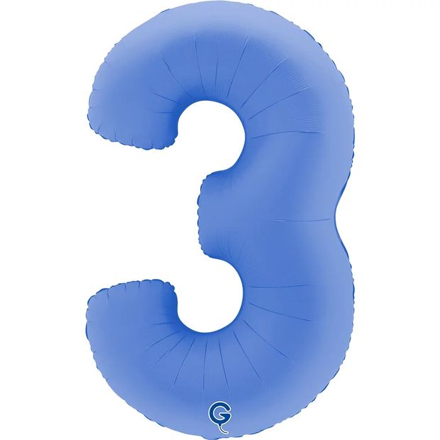 G Шар (40''/102 см) Цифра, 3, Голубой Лотос, Матовый (БГ-60)
