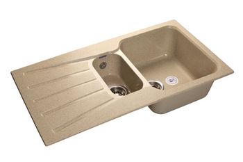 GRANFEST Мойка мрамор STANDART GF-S--940KL  1,5 чаши+крыло 850*495мм    песочный арт.GF-