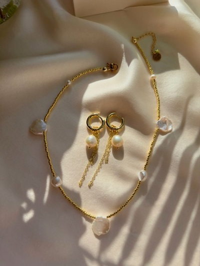 Чокер Бисер с крупным жемчугом Кеши