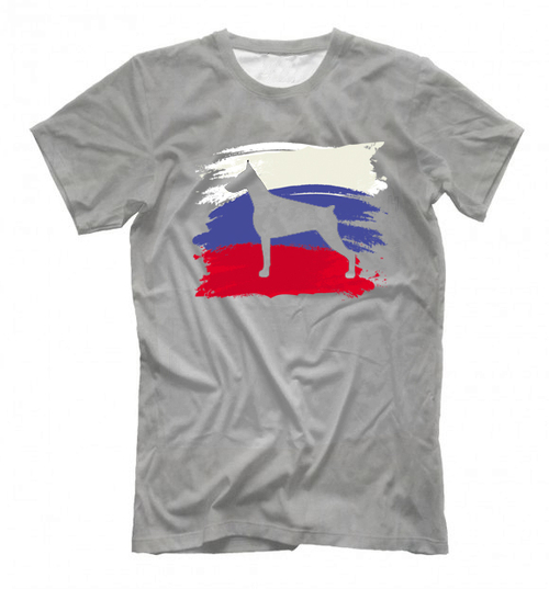 Футболка "Доберман на флаге"