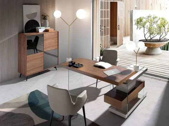 Буфет Angel Cerda 1403, 124х110 см, орех, стекло