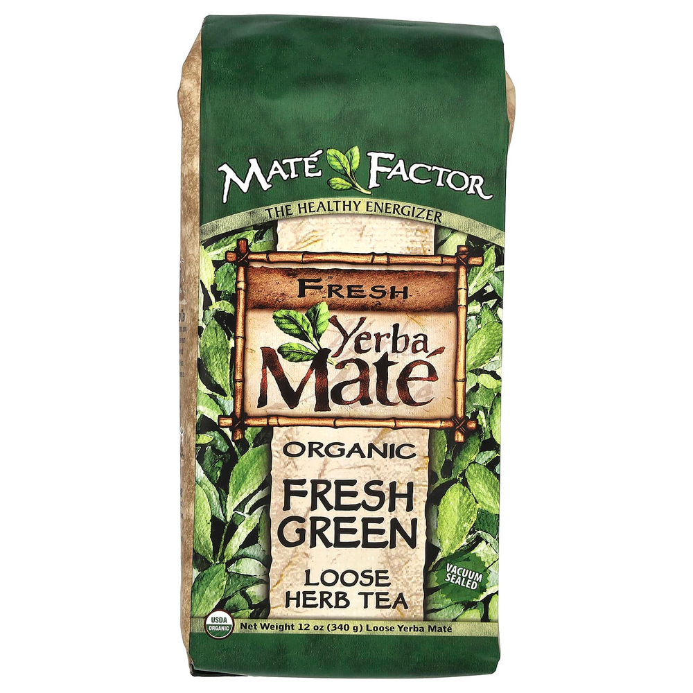 Mate Factor, Органический йерба мате, свежий зеленый листовой чай, 12 унций (340 г)