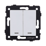 Выключатель 2-клавишный 10А/250В с LED подсветкой, белый Kollinger REA-S-008WH для Aspekt, Eleganz, Reflex