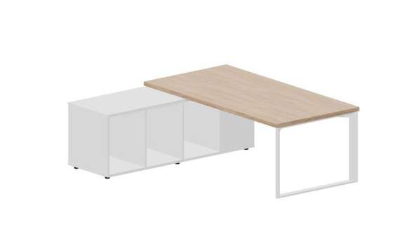 Стол Fortum на опорной сервисной тумбе (левый) 200(+0/15/30)х180х74см