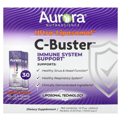 Aurora Nutrascience, Ultra-Liposomal ™, C-Buster ™, 30 пакетиков по 10 мл (0,34 жидк. Унции)