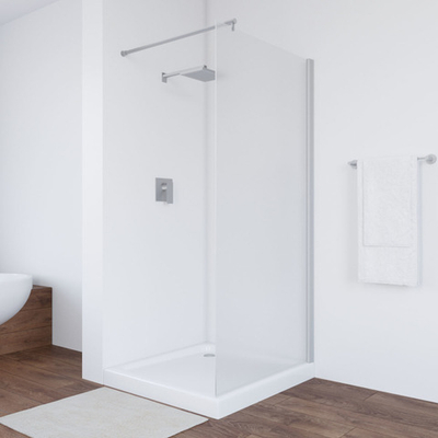 Неподвижная перегородка Vegas Glass EAF LUX профиль хром матовый, стекло сатин